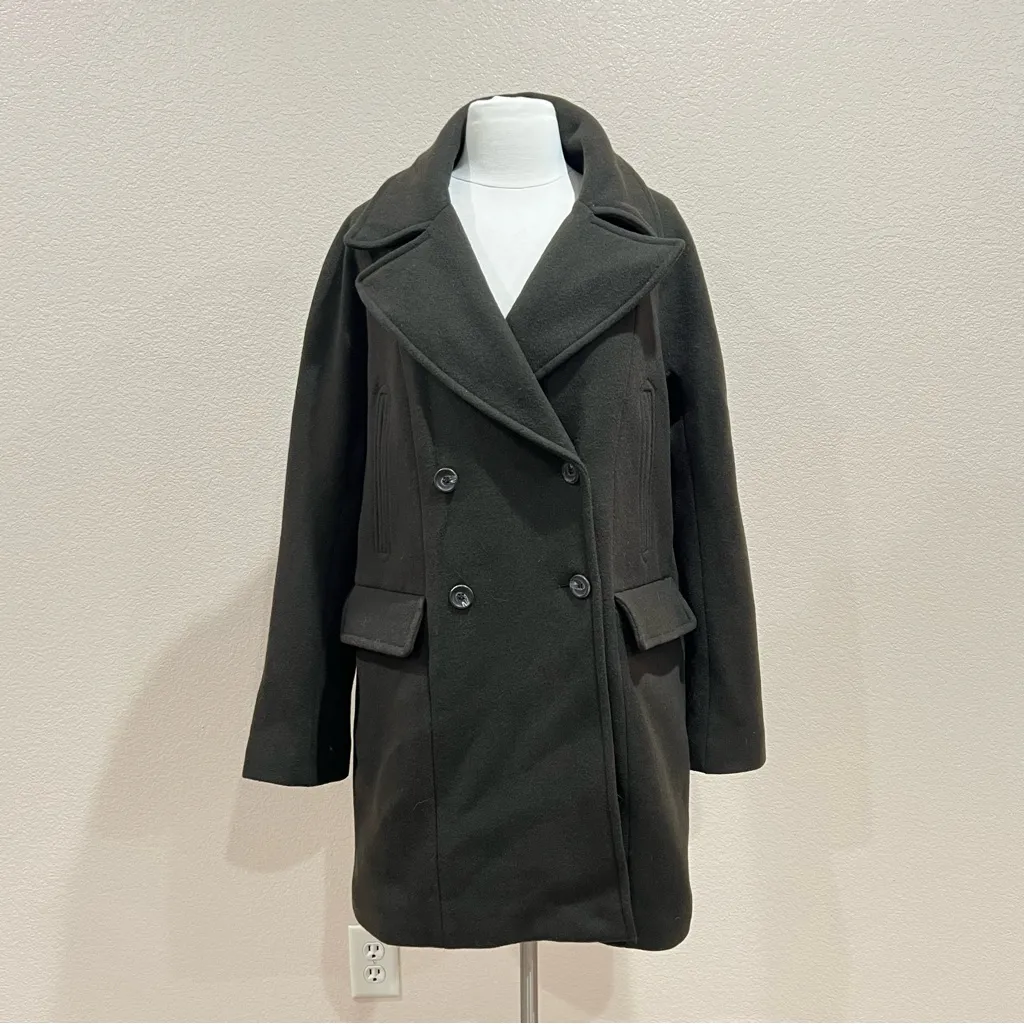Vince Camuto Dark Olive Pea Coat Size Medium - Image 3