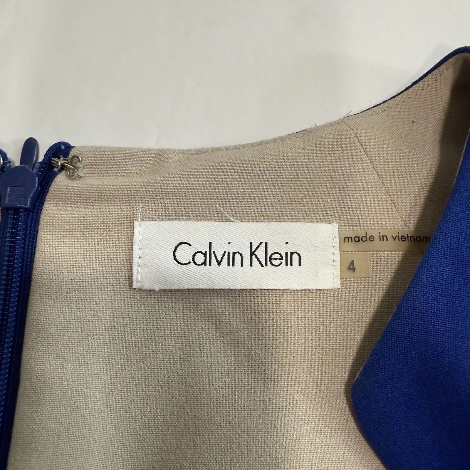 Calvin Klein Blue Side Ruched Horseshoe Neck Sleeveless Sheath Dress‎ Size 4 - Image 10
