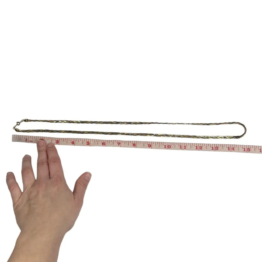 Vintage Gold & Silver Tone Braided Chain Long Necklace - Image 7