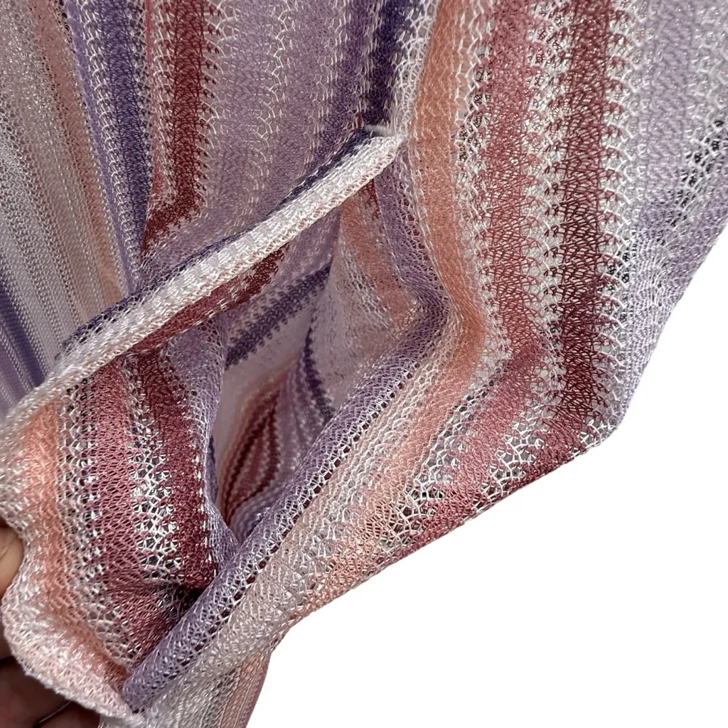 Haute Hippie M Swimsuit Cover Up Dress Crochet Mesh Purple Pink White Stripe NWT - Image 8