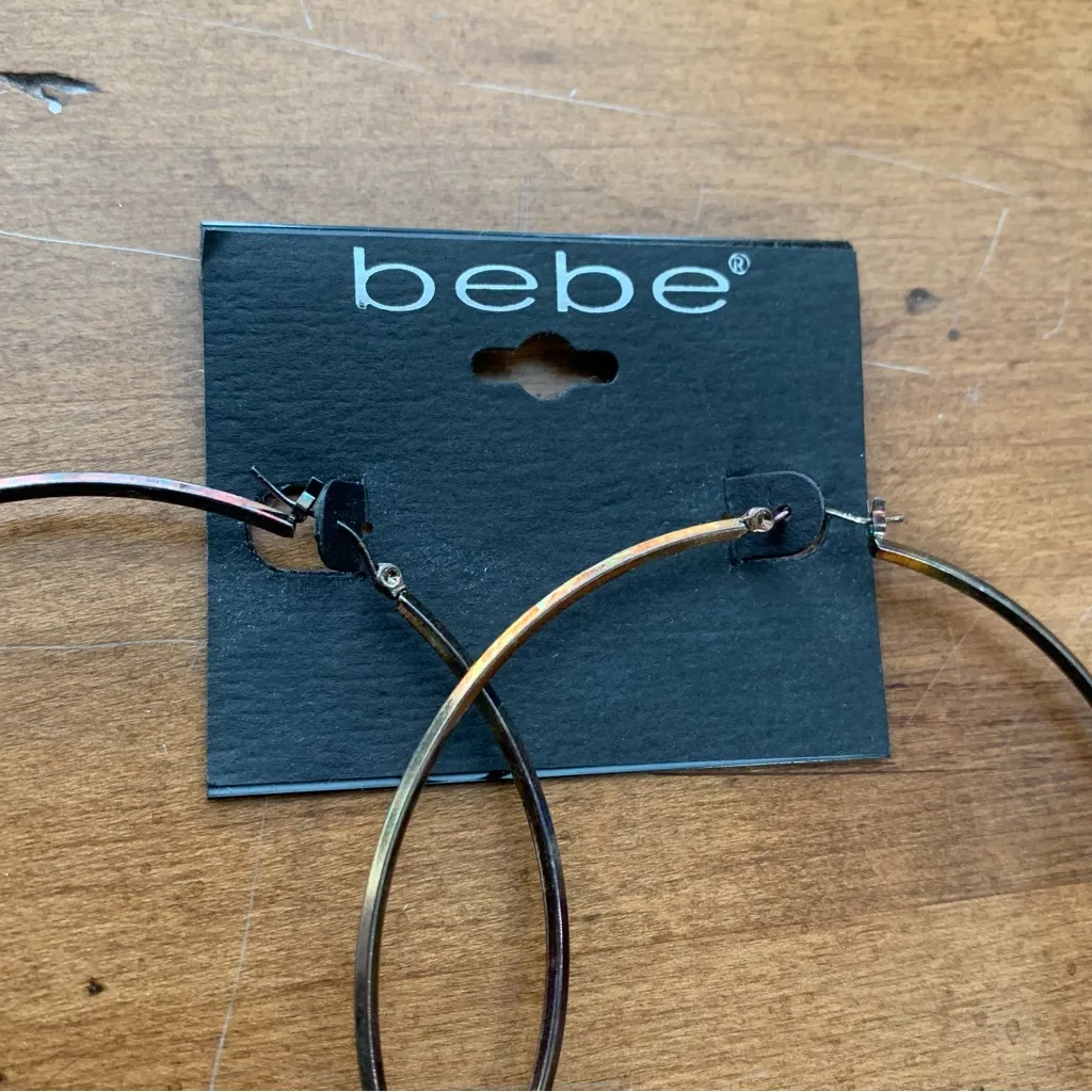 BeBe Large Hoop Metallic Earrings New With Tags - Image 3