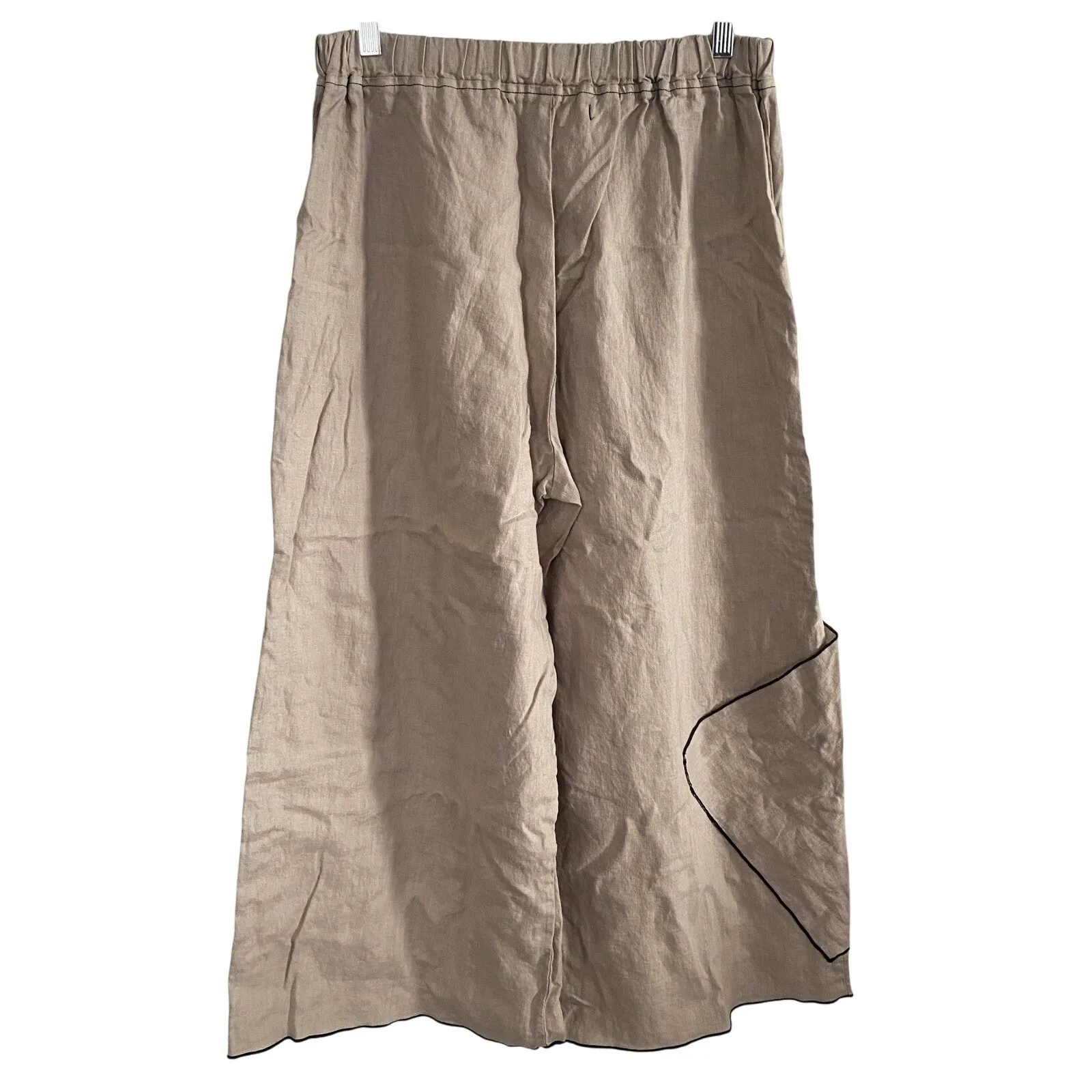 Cynthia Ashby Wide Leg 100% Linen Sz Small Pull On Lagenlook Pants Wide Pockets Gray - Image 5