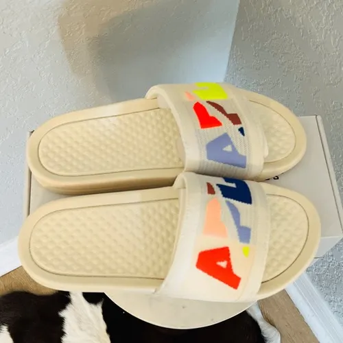APL Women's Big Logo TechLoom‎ Slide Sandals, Vegan, Neon White Size 9, NWT - Image 13