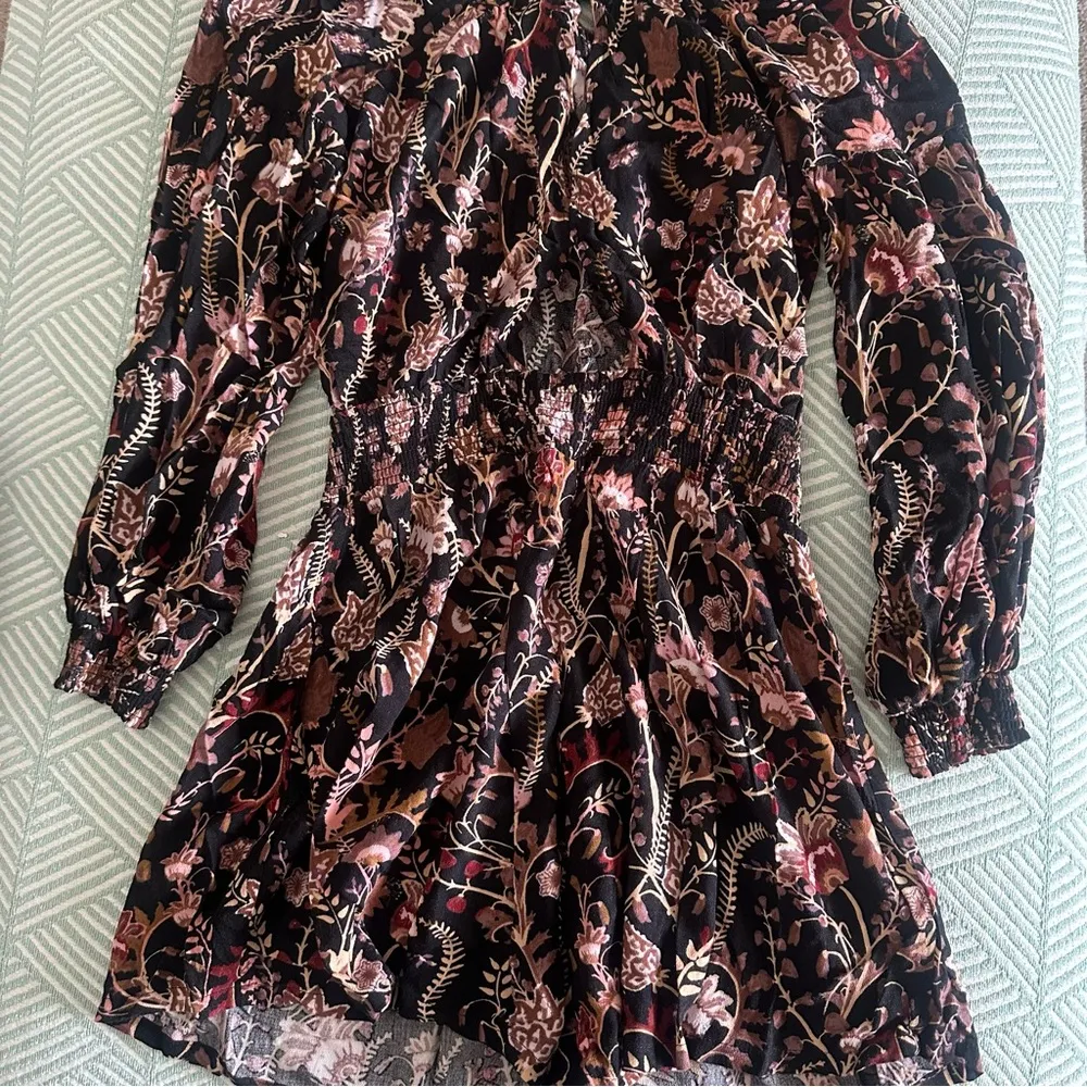 Free People Pretty And Free Black Floral Print Romper - Image 5