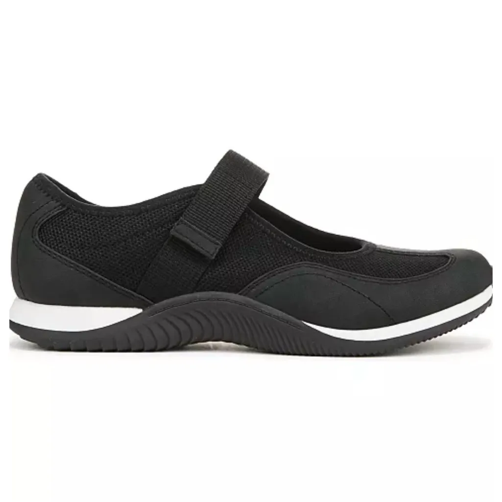 Dr. Scholl's Goodie Mary Jane Sneakers in Black Knit Fabric/Faux Leather, Size 6 - Image 2