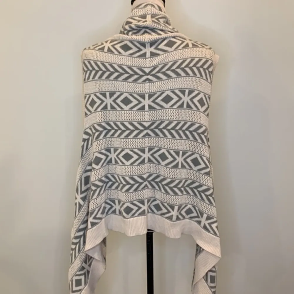 Woolrich ‘Ponsford’ draped waterfall open sweater vest cardigan geometric L - Image 4