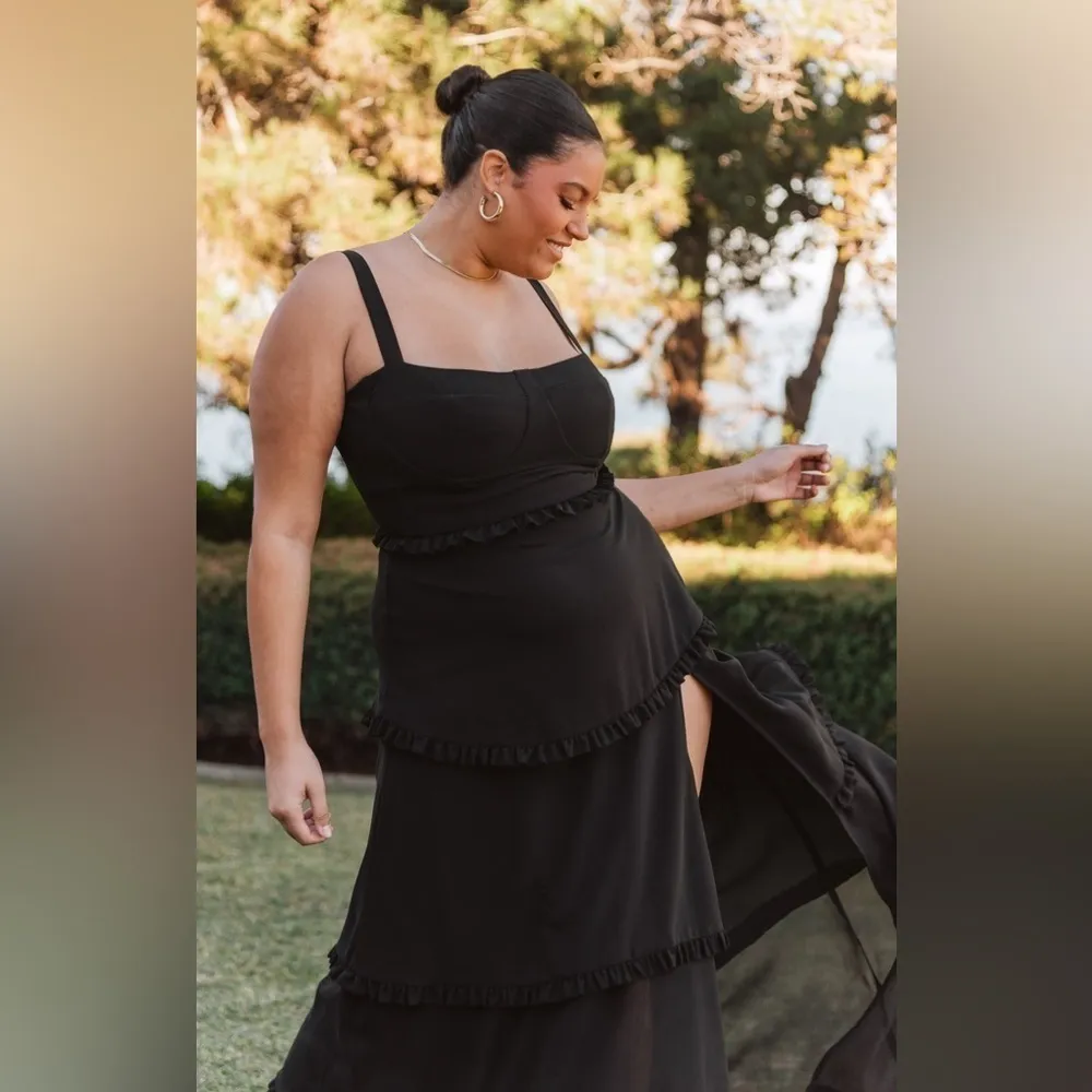 SHOW ME YOUR MUMU Lady Corset Dress In Black Chiffon - Image 4