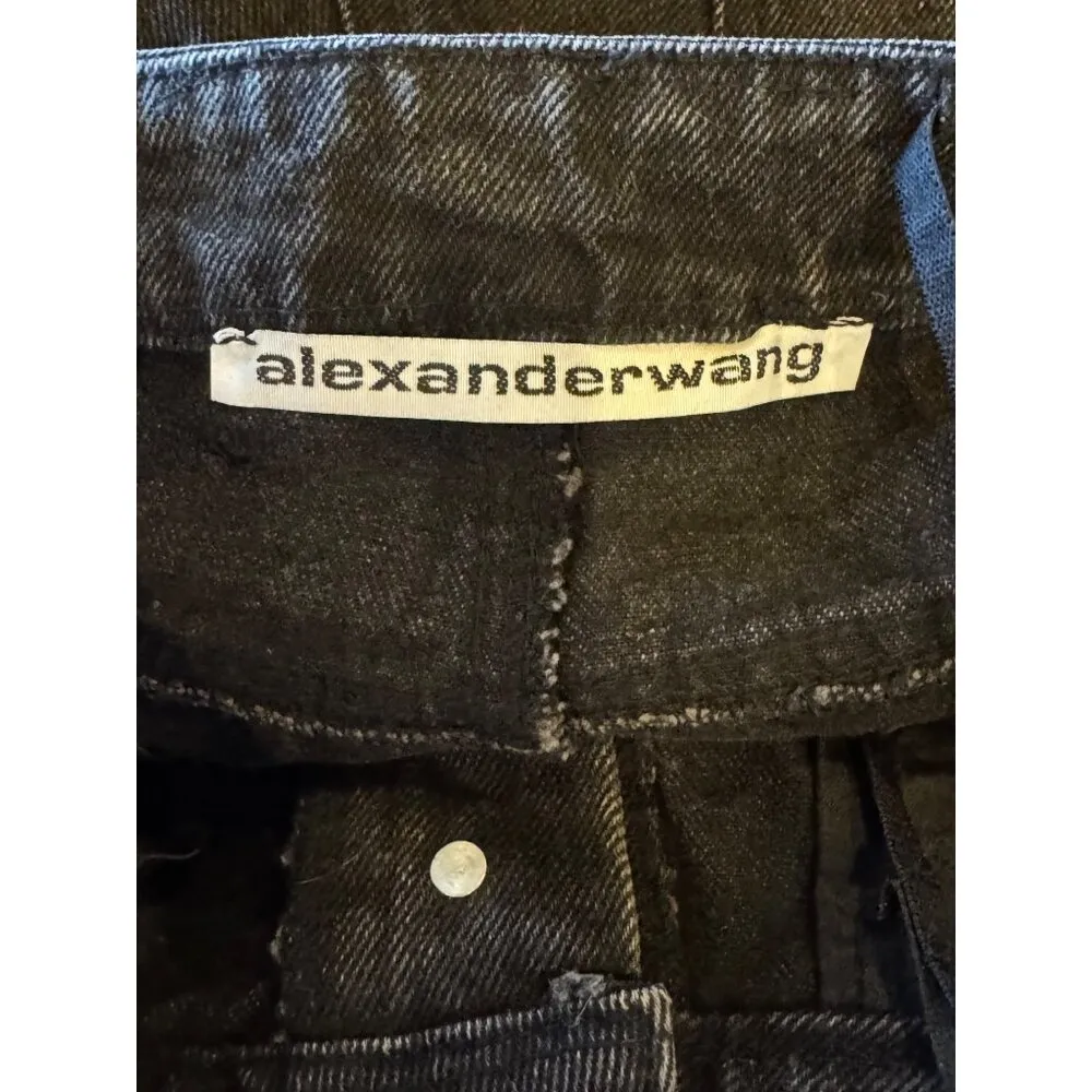 Alexander Wang Jeans Women Medium Black Rhinestone Strap High Rise‎ Straight Leg - Image 8