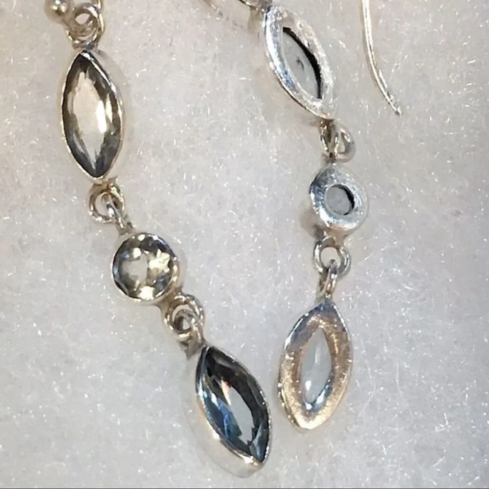 SAMUEL B Faceted Blue Topaz Sterling Silver Triple Drop Earrings - Image 8