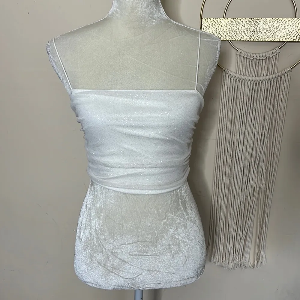 Olive tree • rouched glitter shimmer crop tank - Image 36