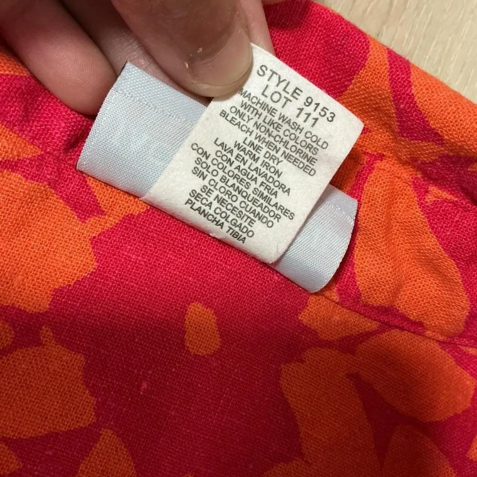 Jaclyn Smith Linen Floral Print Button Up Long Sleeve Blouse Coastal Sustainable - Image 5