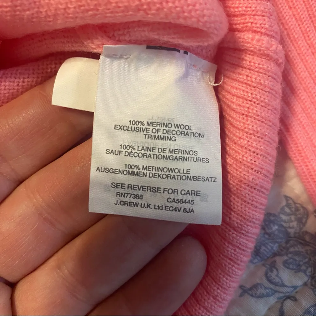 J.Crew Harlow 100% Merino Wool Neon Pink Cardigan Sweater Size Small - Image 5