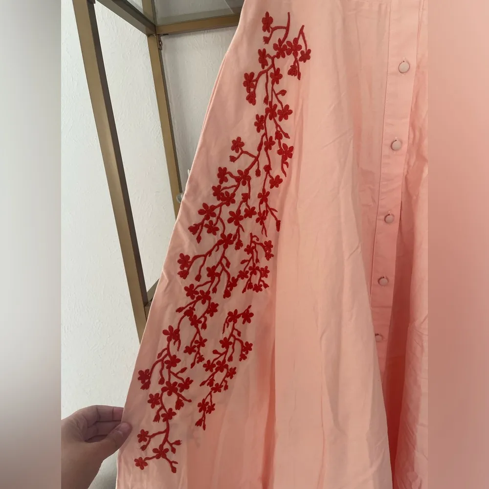 NWT Fanm Mon Nirva Maxi Dress Marassa Peach size Small S Embroidered Sleeveless Pink - Image 5