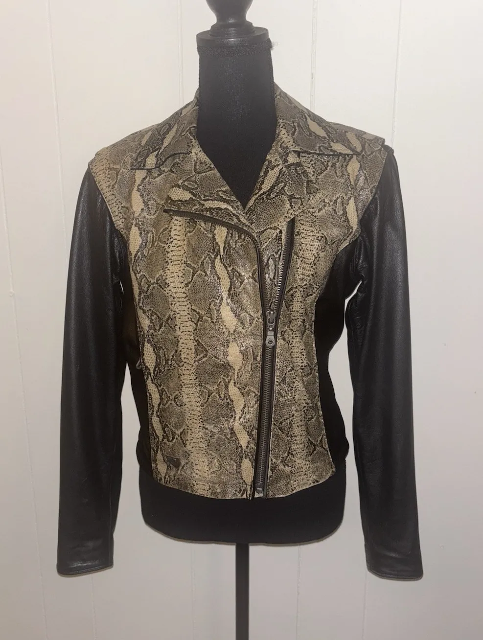 Harley Davidson Limited Edition Leather Moto Jacket Black & Python Snakeskin SW - Image 1