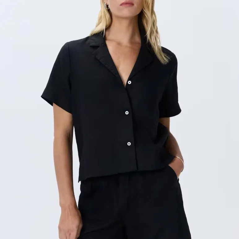 Quince 100% European Linen Black Short Sleeve Shirt XL - Image 2