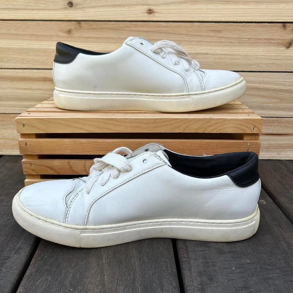 White/Black Kate Spade Fez Optic White New York Sneakers Leather Low Top Shoes - Image 2