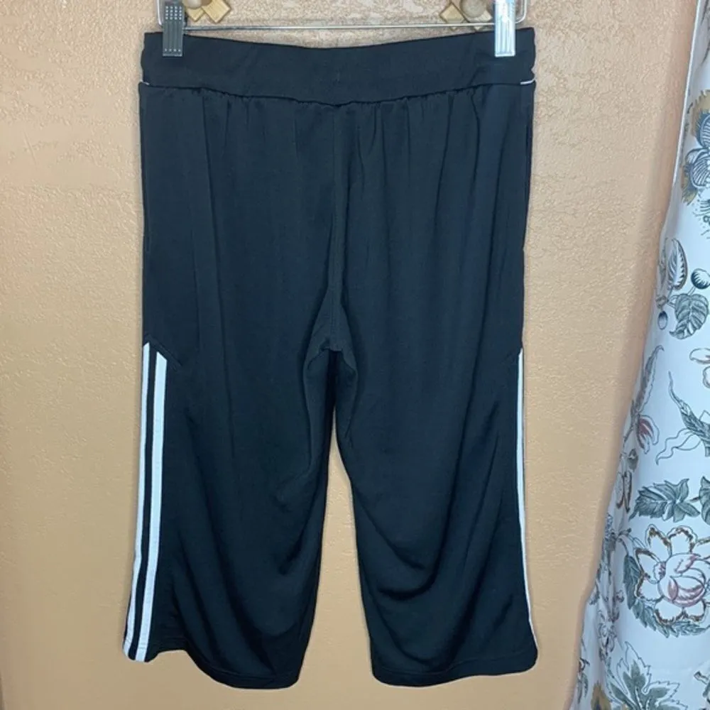 Adidas 3 Stripe Black Crop Pants Size Small - Image 2