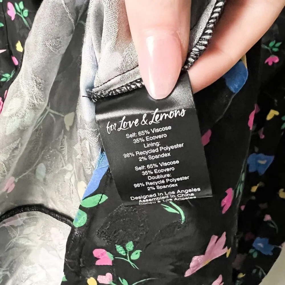 New For Love and Lemons Lexy Black Floral Long Sleeve Dress Size XS - Image 12