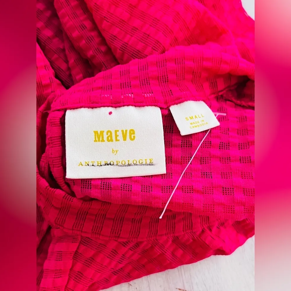 Anthropologie Maeve Sheer Mesh Mock-Neck Top in Pink Size Small NWOT $58 - Image 8