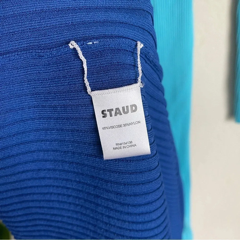 STAUD SHOKO SWEATER DRESS TWILIGHT LIGHT BLUE COLOR BLOCK RIBBED - Image 6