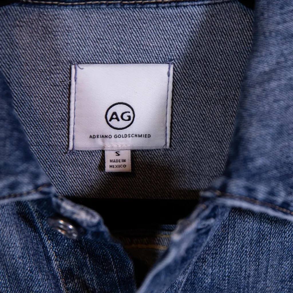 AG Adriano Goldschmied Mya Cotton Stretch Button Collared Denim Jean Jacket S - Image 2