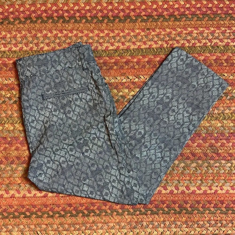 CARTONNIER NAVY BLUE GEOMETRIC CHARLIE TROUSER DRESS PANTS - Image 2