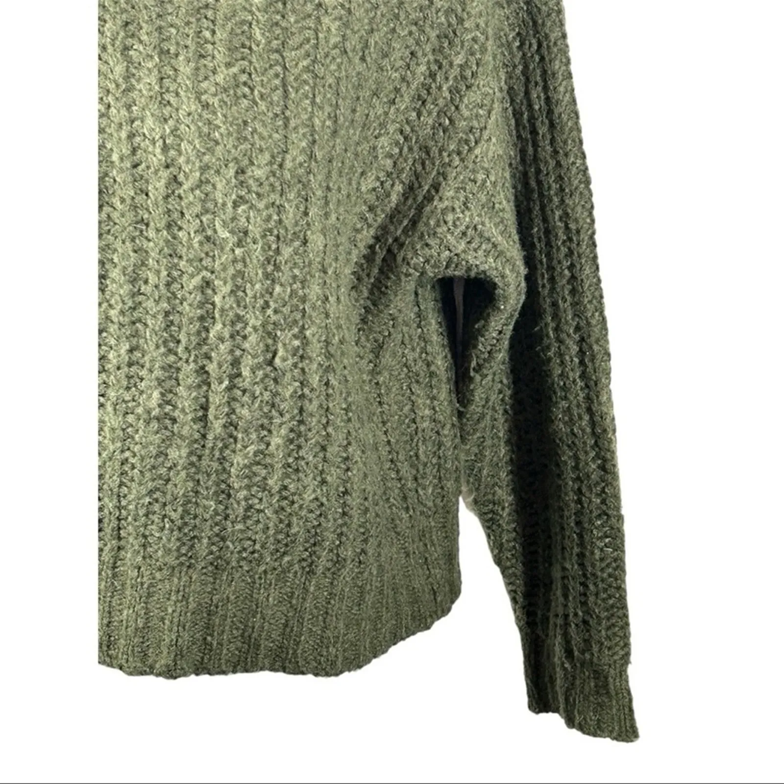 American Eagle  Cropped Chunky Knit Sweater Dark Green Size Small - Image 5