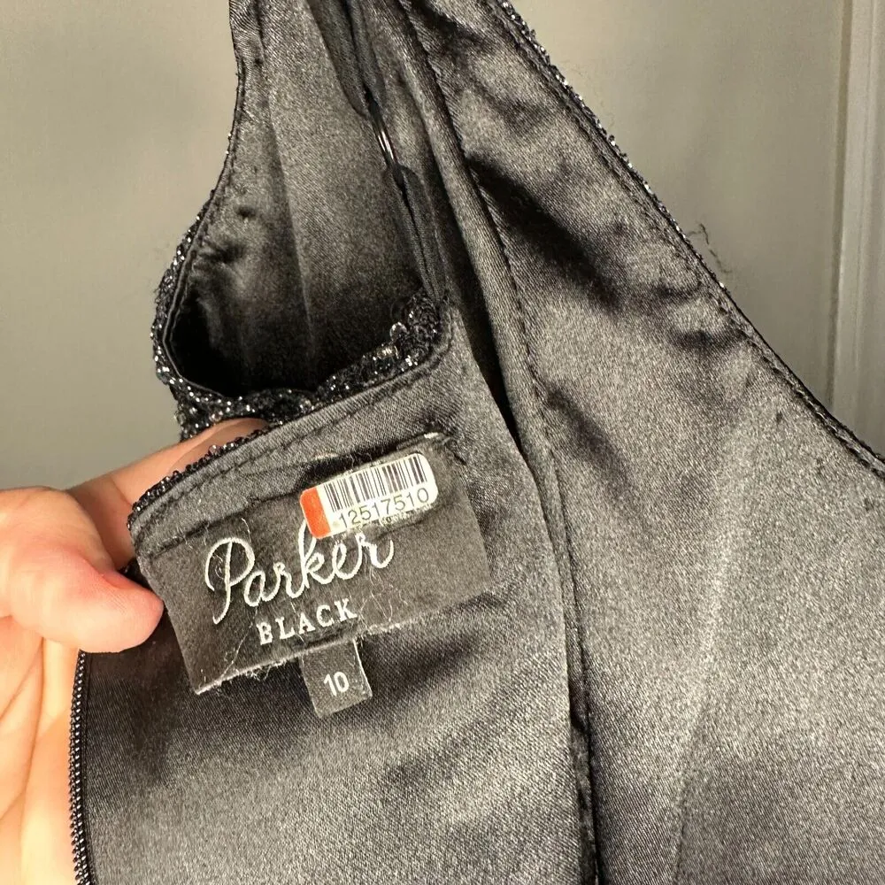 Parker Perth Black Womens Jumpsuit Size 10 Formal Sleeveless Sequin Cowl Neck - Image 9