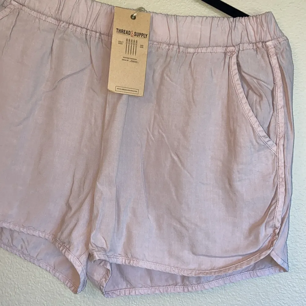 NEW! THREAD & SUPPLY Size LARGE Blush Pink Nude Elastic Waist Shorts Tencel - Image 6