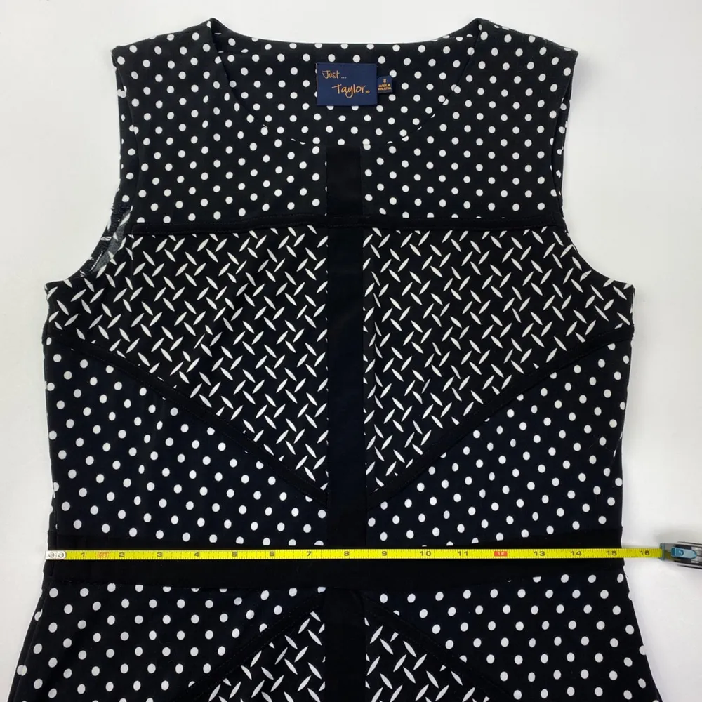Just…Taylor Black White Polka Dot Dash Floral Dress Size 8 Women’s - Image 6