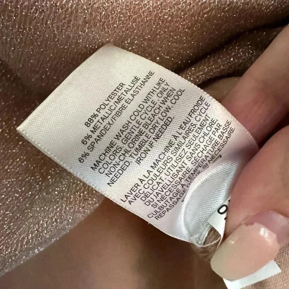 Express | Y2K Blush Pink Ruffle Metallic Sparkle Shimmer Blouse Size S Small - Image 9