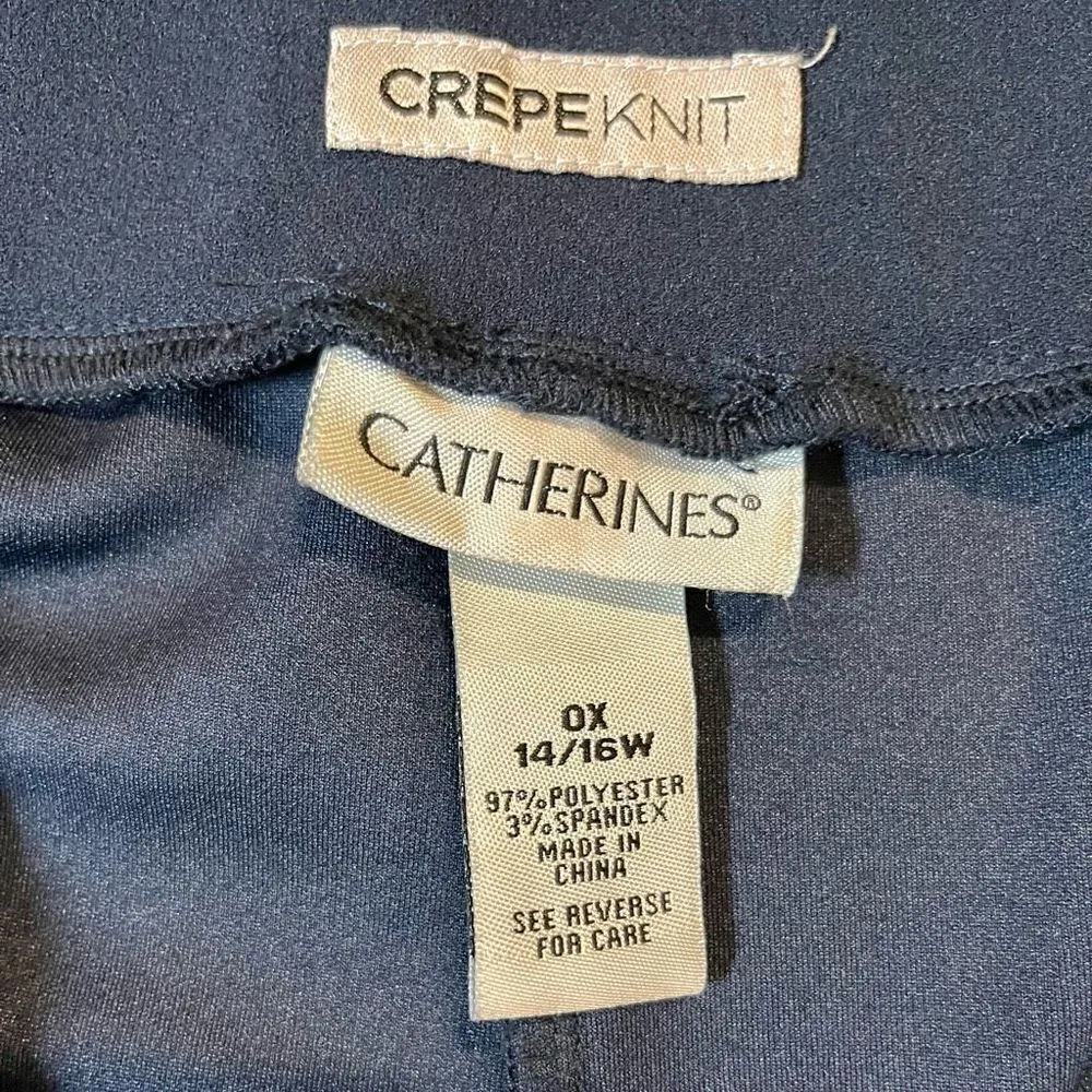 Catherines Crepe Knit Navy Pull-On Stretch Pants OX 14/16W - Image 6