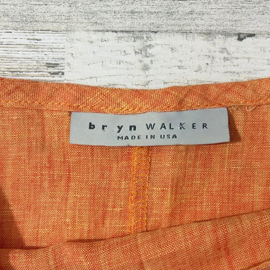 bryn Walker Vibrant Orange Linen Blouse size small - Image 4