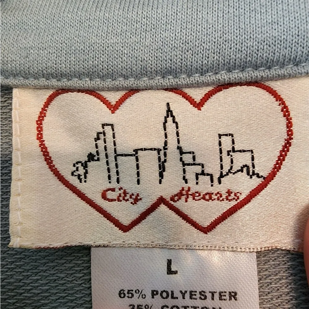 City hearts slate blue Embroidered full zip sweater jacket size womens large - Image 5