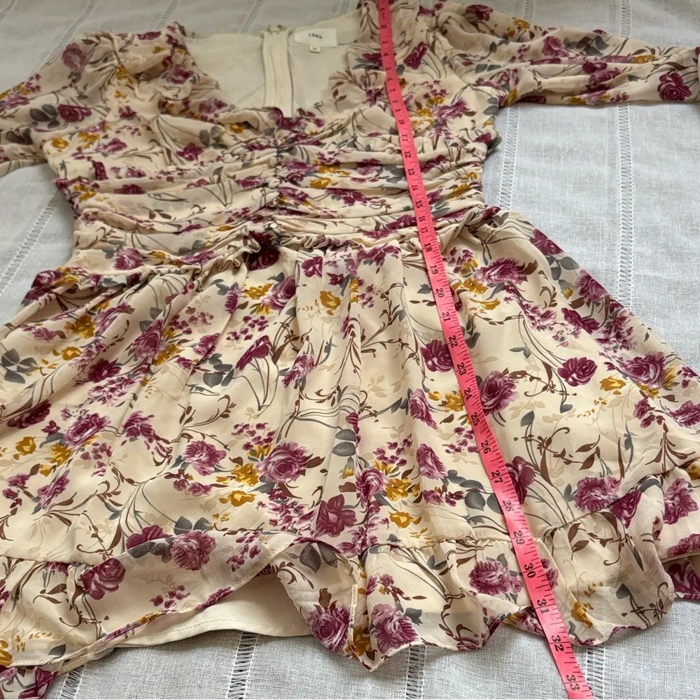 Lena Purple and Cream Floral Long Sleeve Dress Size M - Image 14