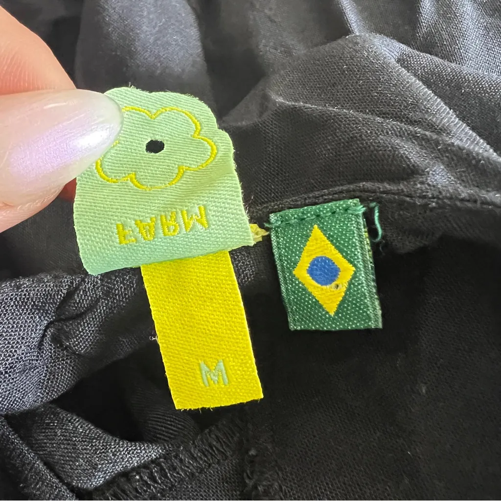 Farm Rio Black Floral Embroidered Ruffle Hem Mini Dress | Size M - Image 7