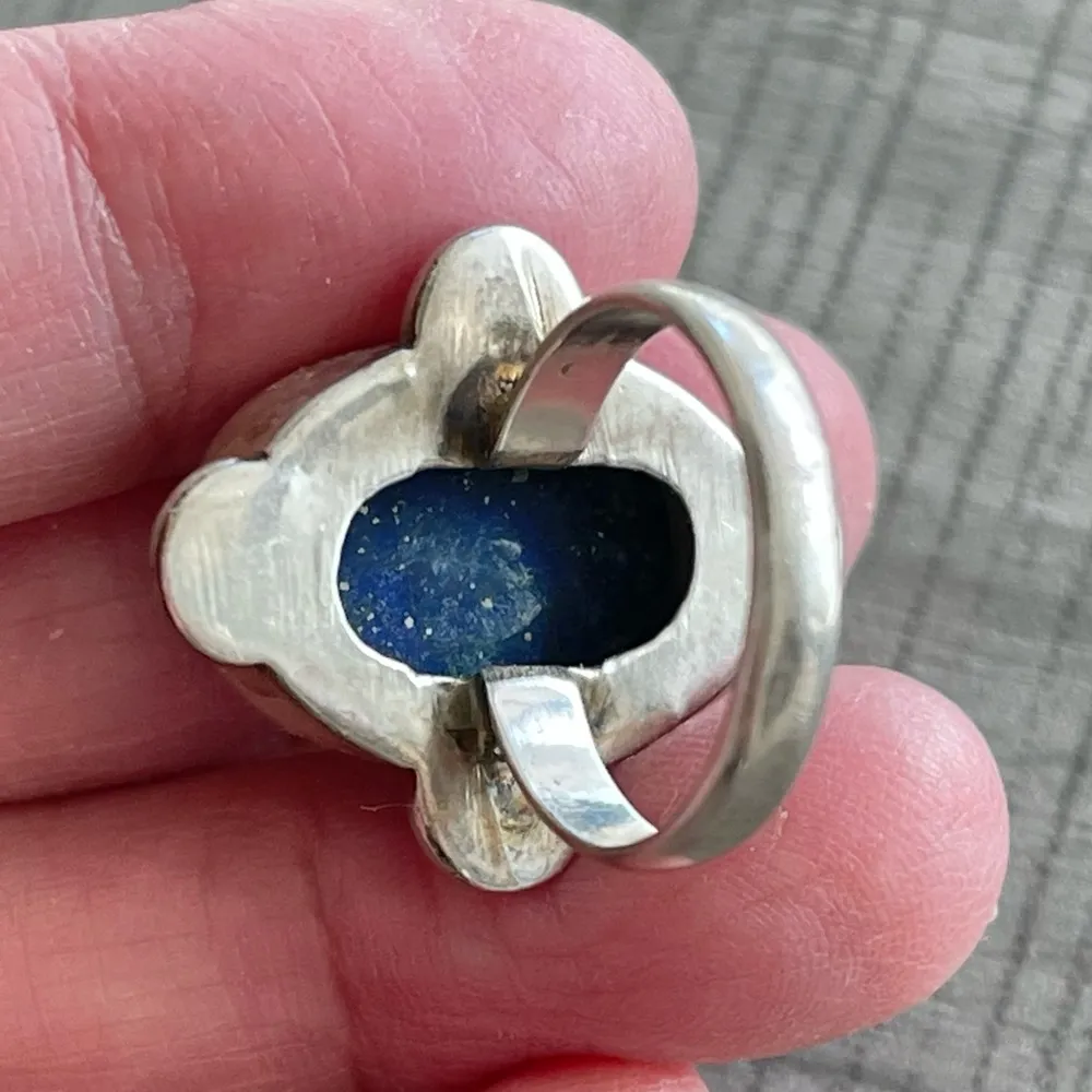 vintage 925 silver and lazurite Ring Size 6 - Image 3