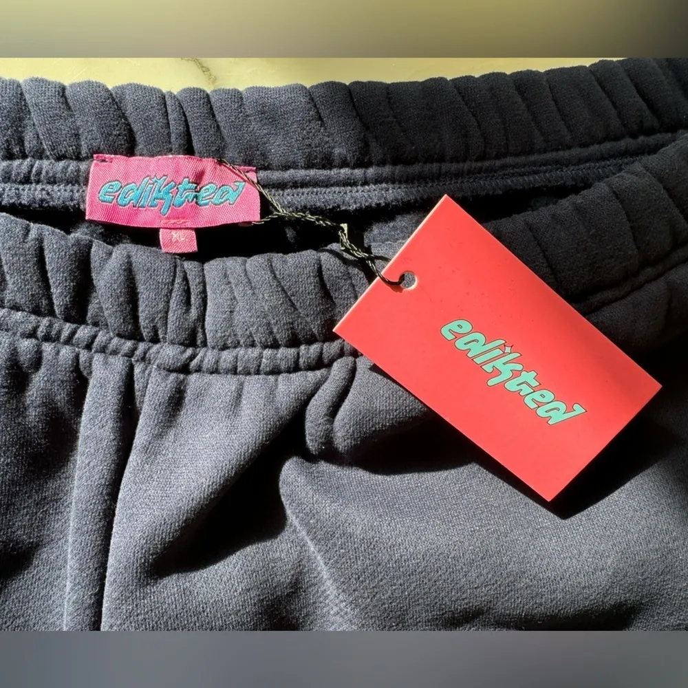 NWT Edikted Autumn Cotton Blend Sweat Pants Navy w White Side Stripe Womens XL - Image 8