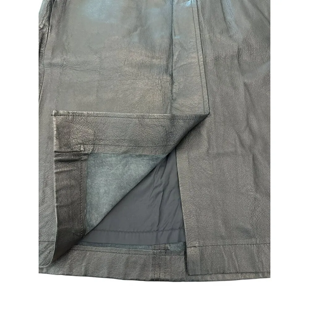 Vintage Black Leather Pencil Skirt size 12P Chaus Straight 12 Petite Women's - Image 4
