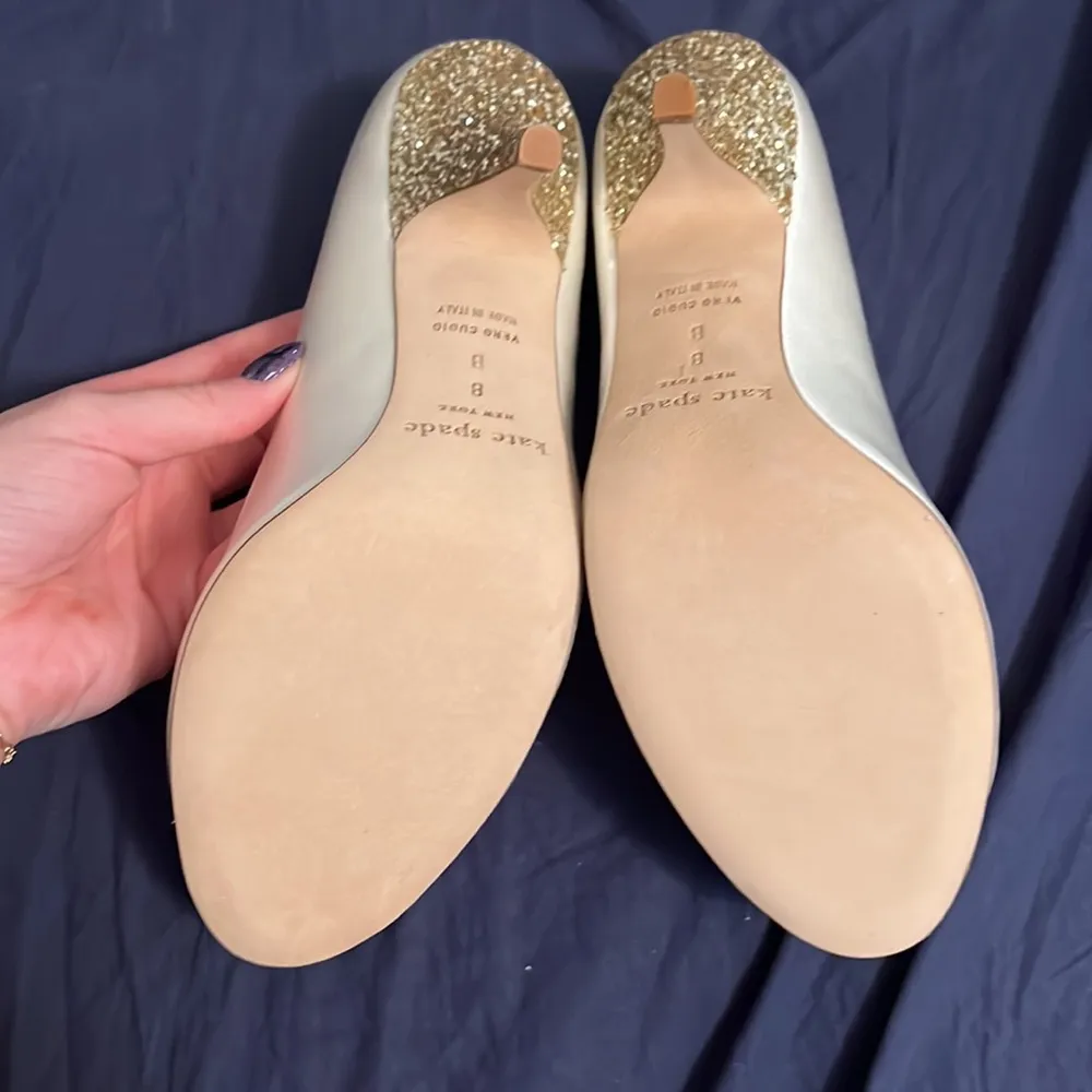 Kate spade clarice white satin and glitter heel - Image 6