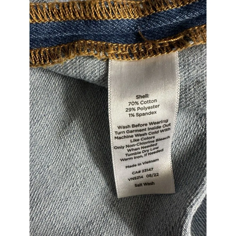 Talbots Plus Denim Skirt Size 18 Pockets Light Salt Wash Button Front Stretch - Image 6