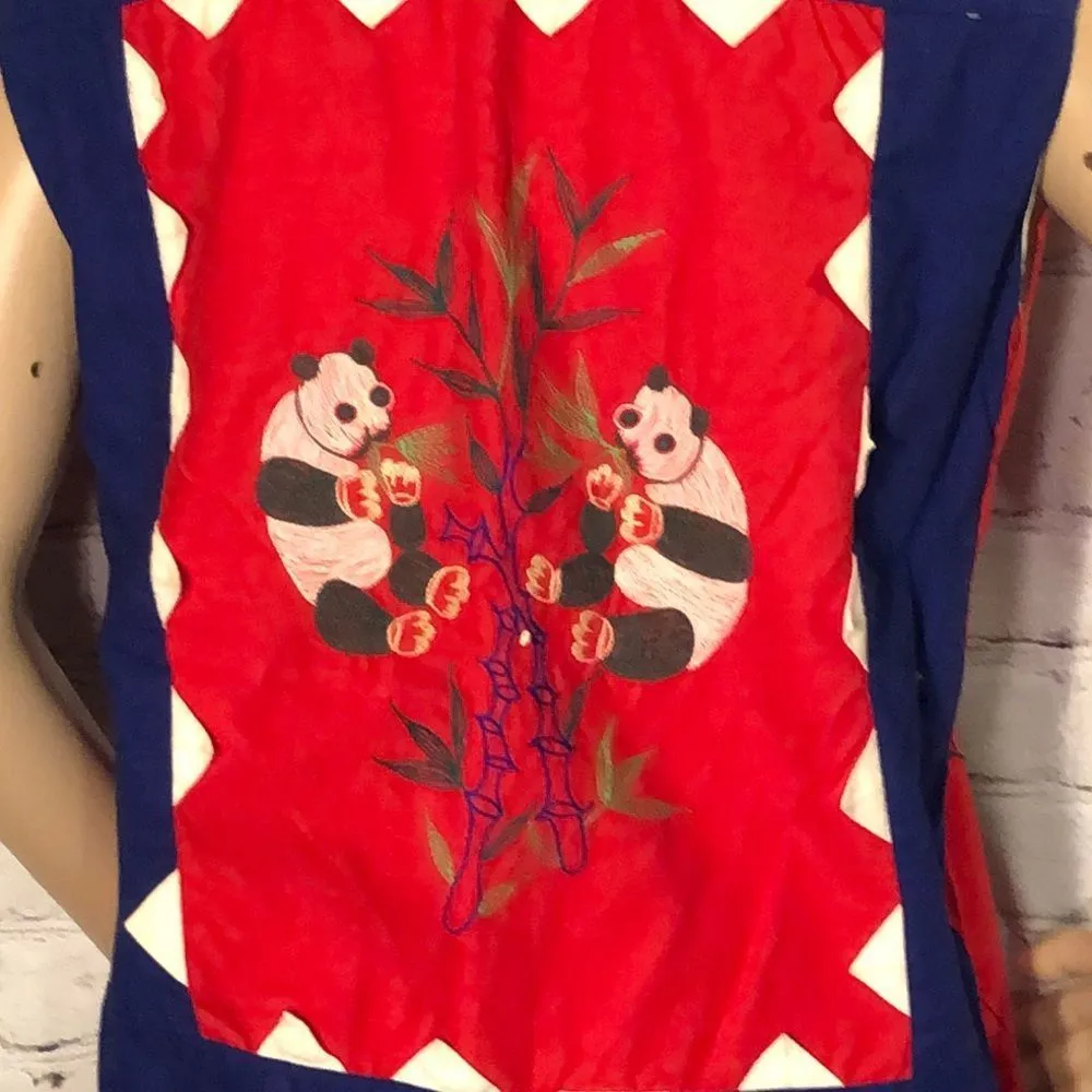 Vintage Handmade Asian Panda Vest Adorable - Image 7