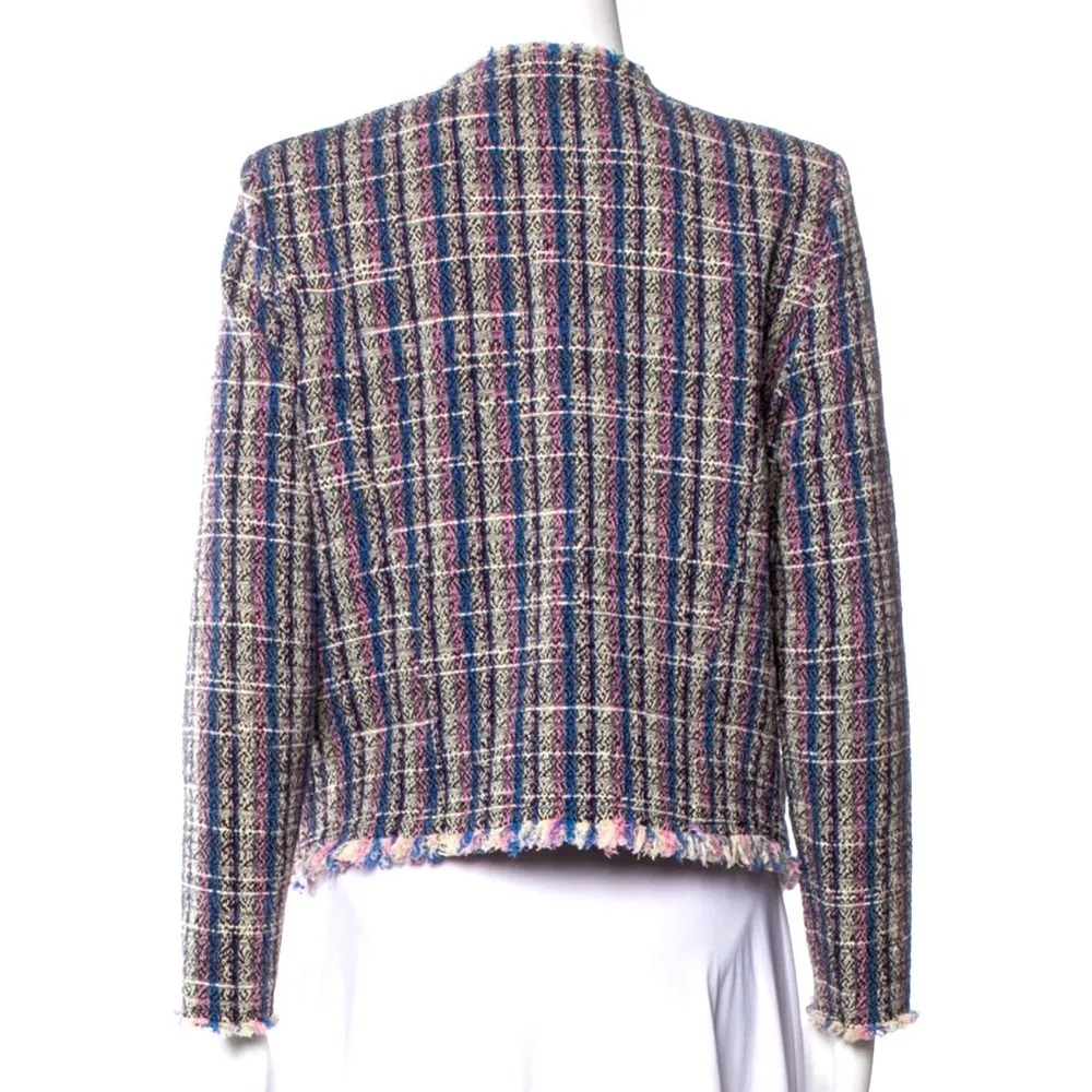 IRO Frankie Blue, Pink, Black & Cream Tweed Blazer Jacket US XS - Image 3