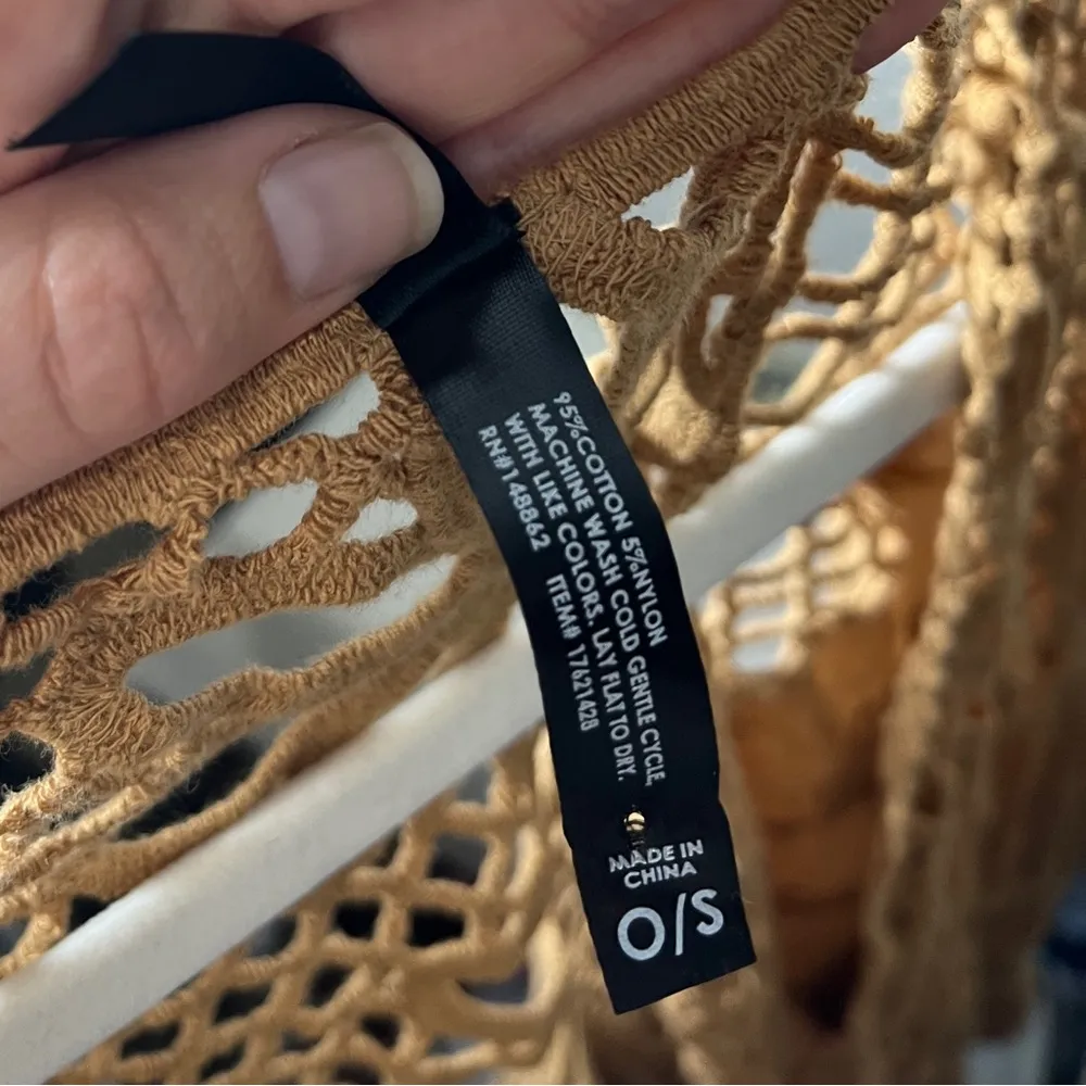 Torrid Crochet Embroidered Ruana with Sleeves Camel Kimono Coverup Size O/S - Image 4