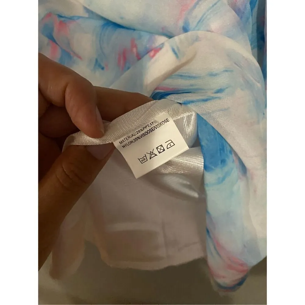 Qearal Long Sleeve V Neck Blouse Size Medium Blue - Image 4