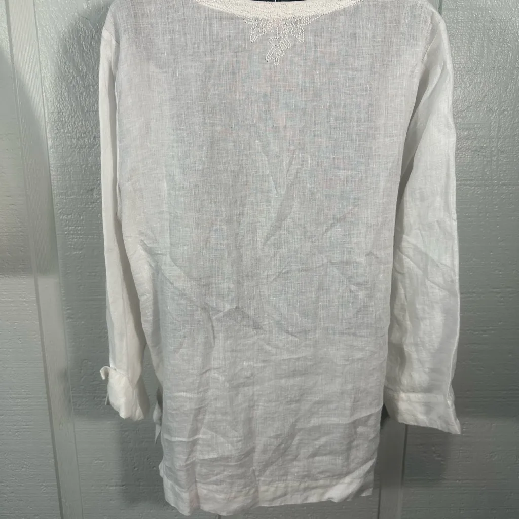 Lilly Pulitzer Large Amelia Island Tunic White 100% Linen Size XL EUC - Image 10