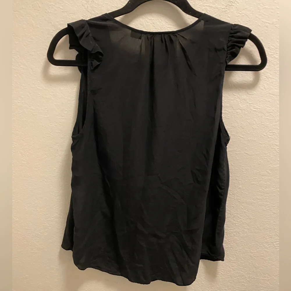 Maeve Black Ruffle Silk Sleeveless Blouse. - Image 6