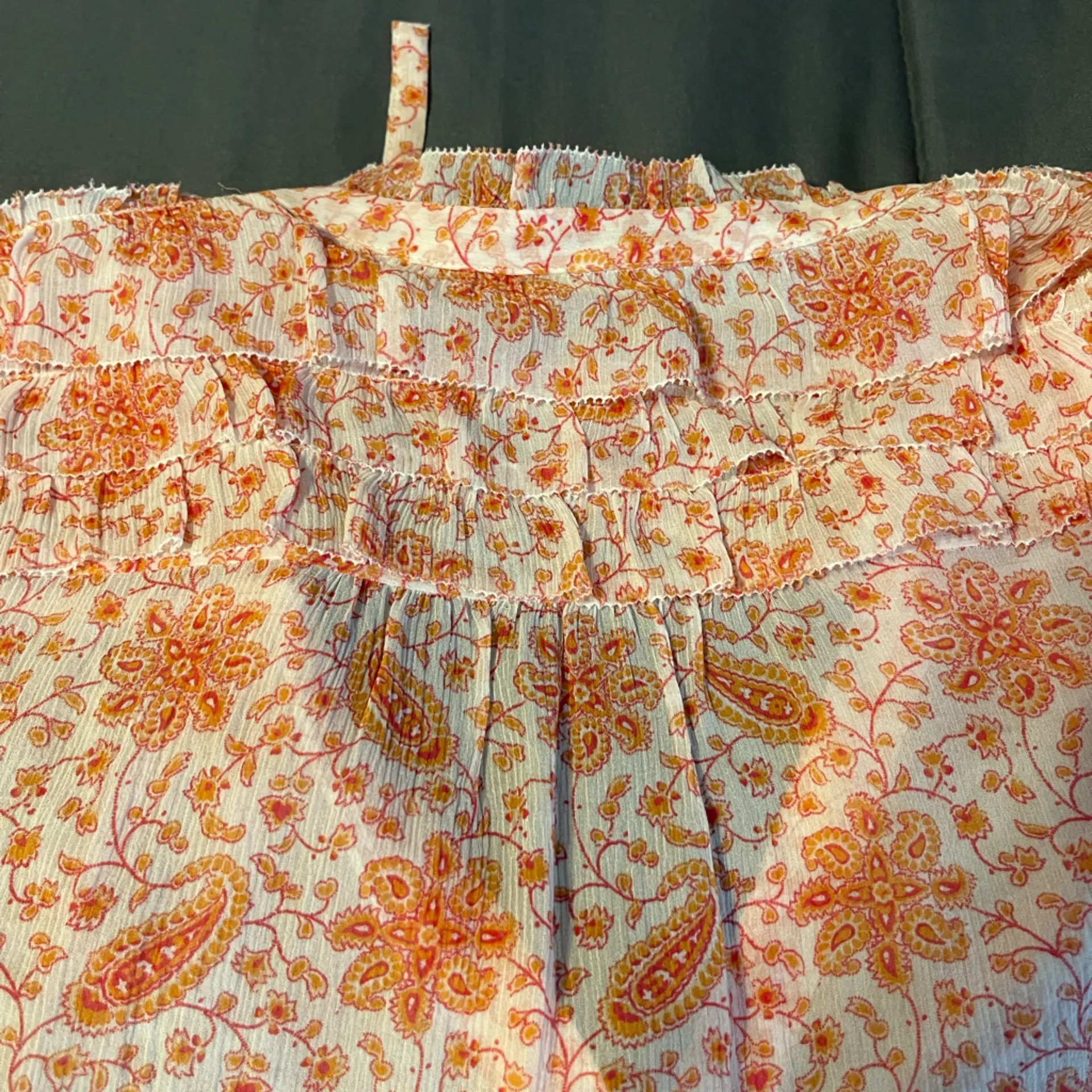 PAIGE Margret 100% Silk Paisley Frill Ruffled Blouse Large - Image 9