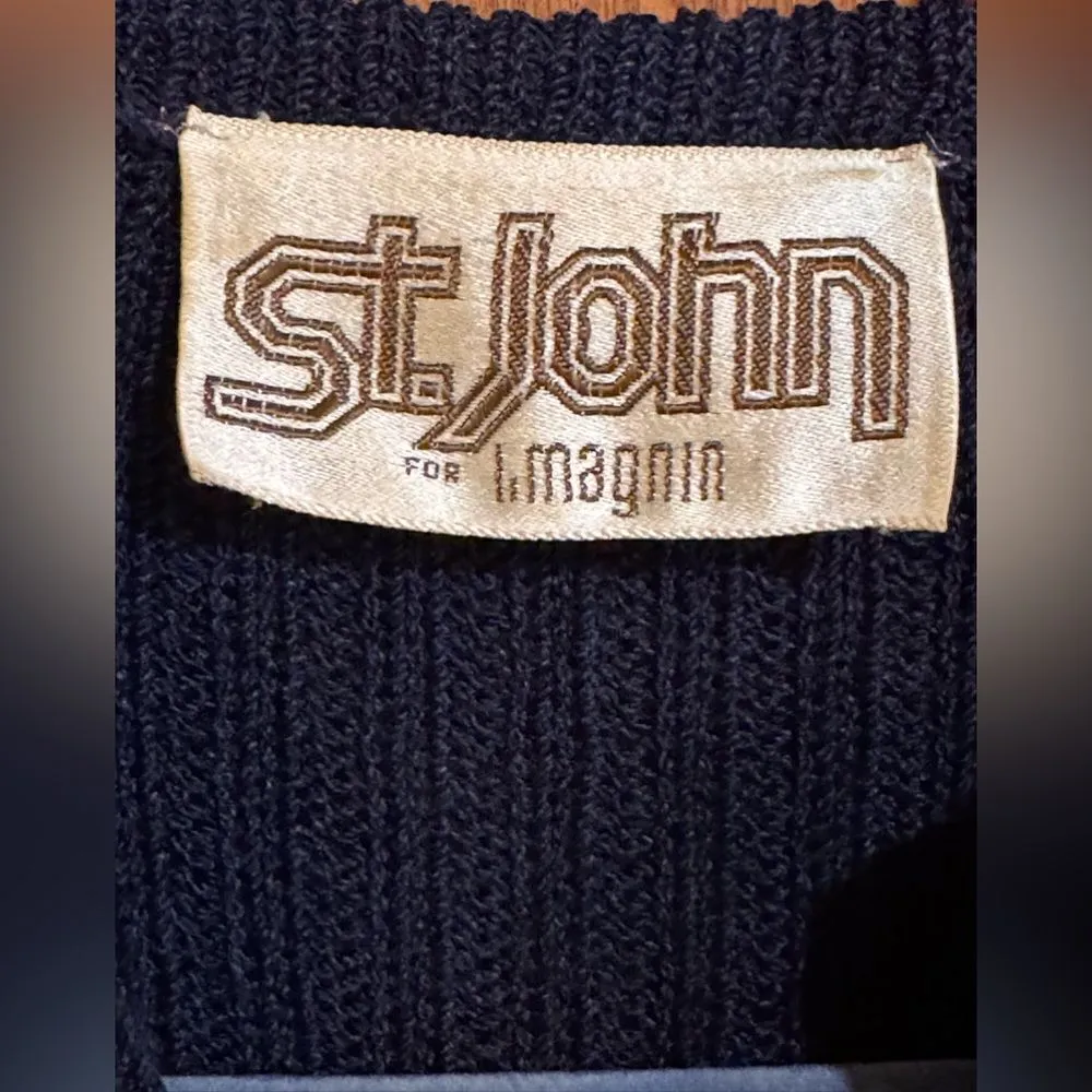 Vintage St John for I Magnin Navy Sweater dress size M - Image 2