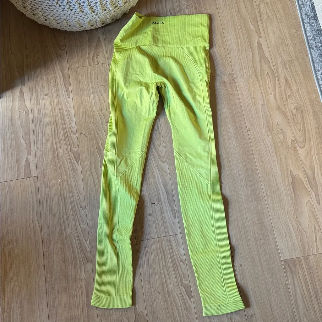 Alala Lime Green Ribbed Leggings - Image 3
